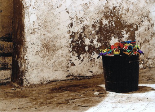 Colorful bin at restaurant in Algeria
