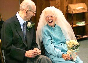 Elderly couple getting married at 90 years old