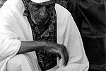 Old man playing domino in algeria oasis